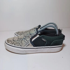 VANS Asher Slip On Athletic Skate Shoes Youth Missy Size 3.5 Womens 5 Snakeskin